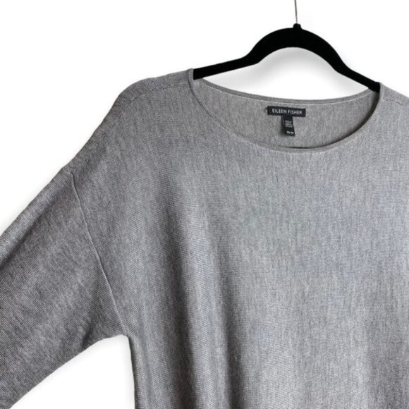 Eileen Fisher Merino Knit Ballet Neck Top in Pewter - Picture 5 of 8